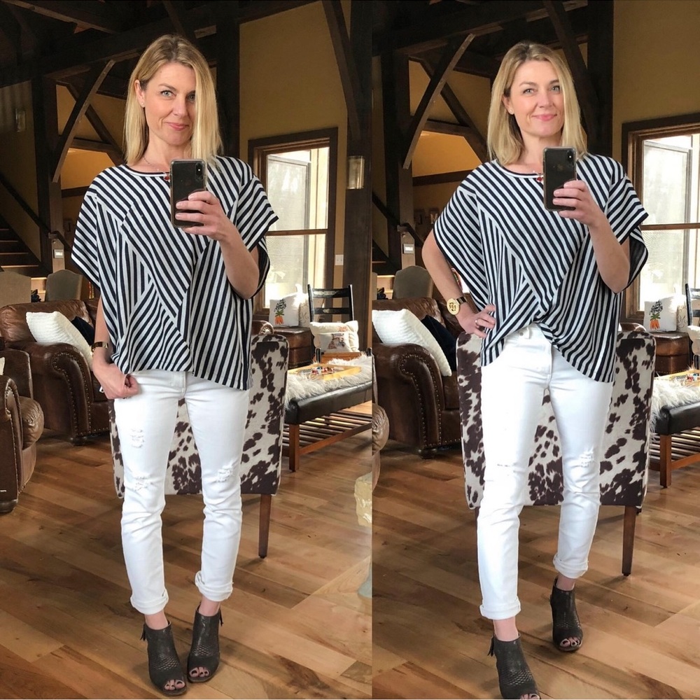 CAbi Blue & White Siesta Poncho